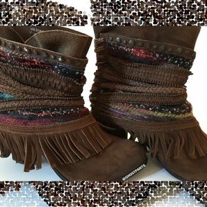 🤑SOLD🤑 Naughty Monkey Poncho Fringe Booties